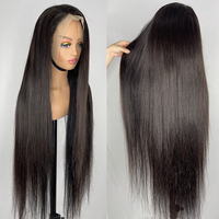 Perruque frontale HD 13x6 sans colle, densité 250%, 40 pouces, pré-épilée, cheveux humains bruts ultra-lisses, vente en gros pour femmes noires