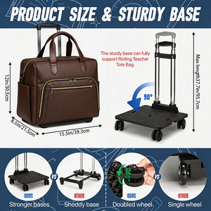 Bolsa de Maestra con Ruedas de Gran Capacidad, Carro Desmontable Multifuncional con Ruedas, Maleta de Tela Oxford - Product Image 2