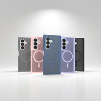 Étui de téléphone magnétique doux au toucher mat pour Samsung Galaxy Z Fold 8 avec protection de la charnière, fermeture automatique à ressort, housse pliable