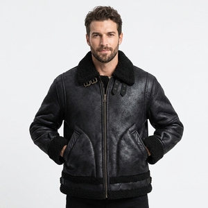 Blouson Bomber Personnalisé pour Homme <span class=keywords><strong>en</strong></span> Cuir Velours et Fourrure Intégrale – Manteau Moto Hiver – Support OEM - Product Image 1