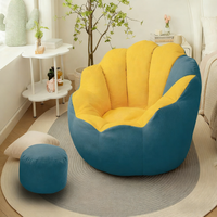 Fauteuil paresseux moderne en forme de fleur, petit fauteuil inclinable capitonné en tissu de coton doux et confortable, pouf rembourré en EPS