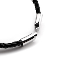 Bracelet magnétique en cuir tressé pour homme, bijoux fait à la main, en acier inoxydable, logo personnalisé, style Punk, haute qualité