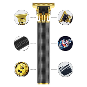 <span class=keywords><strong>Tondeuse</strong></span> à barbe rechargeable USB à lame en T avec logo personnalisé pour hommes, <span class=keywords><strong>tondeuse</strong></span> à cheveux électrique sans fil dorée - Product Image 3