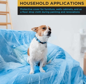 Toile à goutte extra large, feuille <span class=keywords><strong>de</strong></span> peinture en plastique du <span class=keywords><strong>peintre</strong></span>, cache-poussière durable - Product Image 6