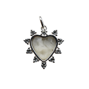 High Quality 925 Sterling Silver 12mm Heart Shape Blank Bezel Pendant Zircon Setting Resin <b>Ashes</b> Work Memorial Jewelry - Product Image 1