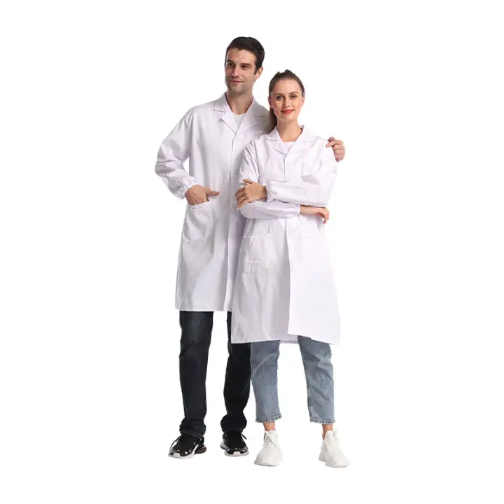 Professional Lab Coat White Laboratory coat workwear polyester cotton thick long-sleeve coat
