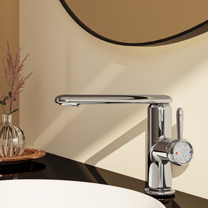 Lavabo mural moderne à trou unique en laiton brossé or-blanc avec noyau en céramique HI5023-1 HI5023-1 - Product Image 6