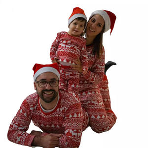 أطقم بيجامات عائلية متطابقة لعيد الميلاد 2025 للكبار والأطفال بطباعة الرنة ملابس نوم بأكمام طويلة من الصوف الأبيض للمنزل - Product Image 6