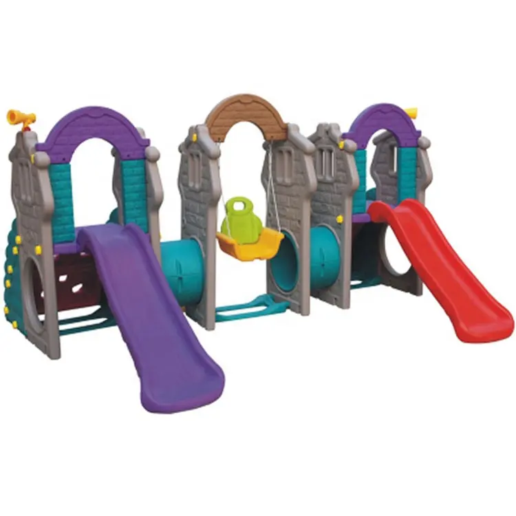 Small Castle Tube Combination Swing Chair And Slide Play Set Indoor Playground For Children