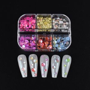 Kit de 12 grilles de <span class=keywords><strong>strass</strong></span> pour ongles, perles sirène, cristaux ronds irisés Aurora AB à dos plat, pour manucure - Product Image 5