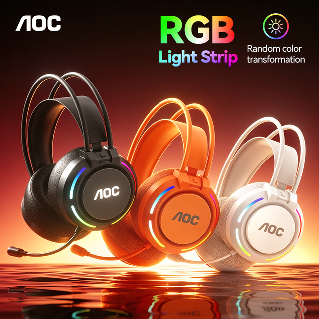 AOC Wholesale Wireless Gaming Headset  6.0 Over Ear Headphones with LED Light 60mm Speaker OEM ODM Supplier
