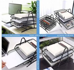 3 Tier Document <b>Tray</b> Desk Organizer Stackable <b>File</b> Organizer Desktop Letter Mail & Paper Holder & Wire Mesh <b>File</b> <b>Tray</b> - Product Image 5