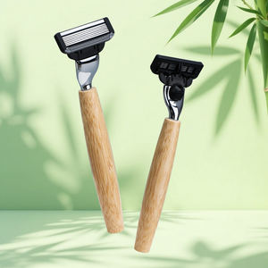 Rasoir à 6 lames avec manche en bambou à dos ouvert, écologique, de haute qualité, rasoir à six lames durable, cadeau pour homme - Product Image 1
