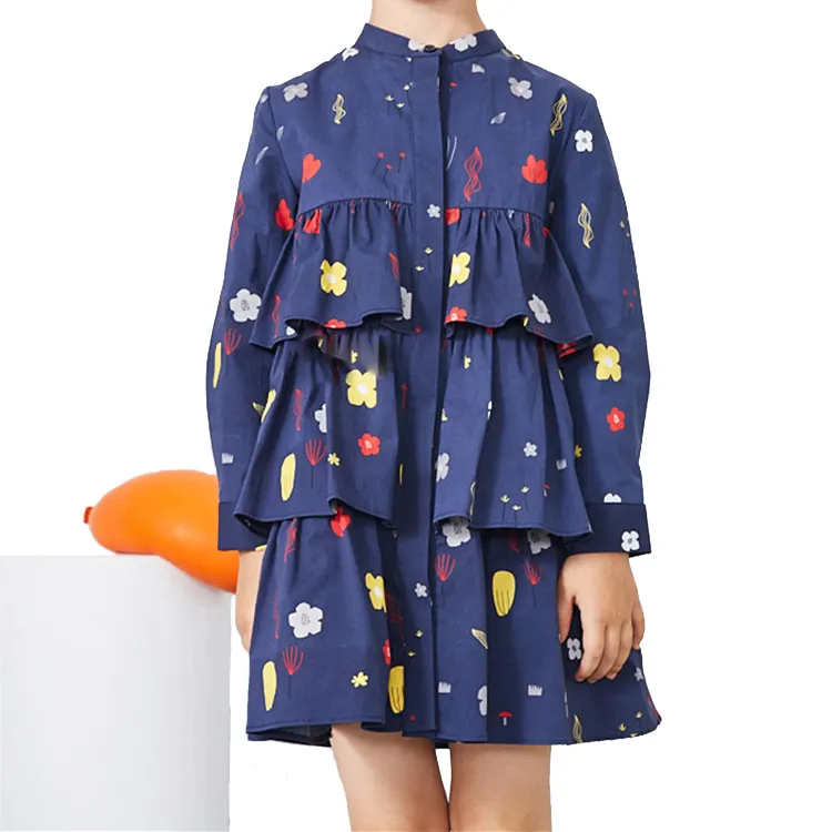 2023 New Summer Cotton Baby kleid Neueste Mädchen Cotton Frock Designs Flower Printed Girl Dress