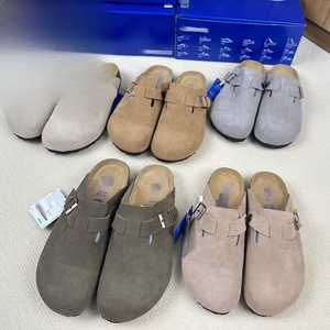 Chaussures demi-mules rétro décontractées pour hommes en cuir véritable Birkenstock, à bout rond et semelle en liège, nouveauté printemps, style polyvalent pour l'extérieur - Product Image 6