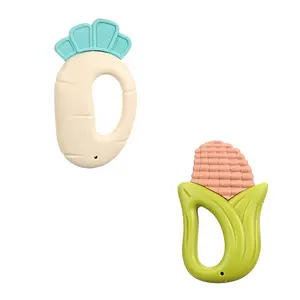 핫 세일 야채 패턴 Teether 감각 아기 치아 발육기 장난감 부드러운 식품 학년 실리콘 Teether