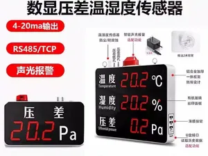 Pantalla Digital de Presión Diferencial, Temperatura y Humedad, Manómetro de Presión Positiva y Negativa, para Cuarto Limpio, Negro/Rojo - Product Image 3