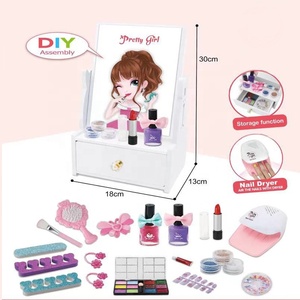 Ensemble de maquillage pour enfants, table à langer princesse en <span class=keywords><strong>bois</strong></span>, 19 pièces, fonction d'assemblage et de rangement, jouet - Product Image 1