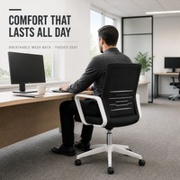 Chaise de bureau de réception pivotante en tissu maillé avec dossier mi-haut rembourré et base en nylon, vente directe usine