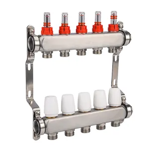 Stainless Steel Hydronic Water Manifold Underfloor Slab Heating -12 port For Water Heating Floor