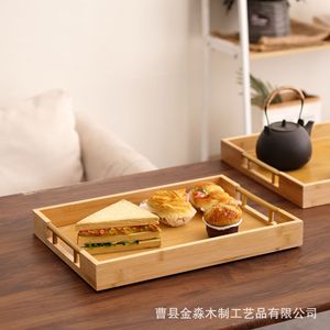 Bamboo Rectangular <b>Tray</b> With Handles 45x33x5cm For Serving Food Storage <b>Baskets</b> - Product Image 5