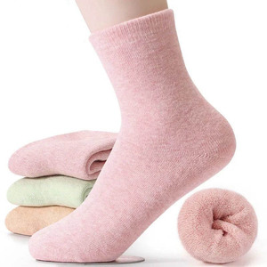 Women's Thermal Terry Cloth <b>Socks</b> Mid Calf Candy Color Warm Autumn Winter Wear - Product Image 4
