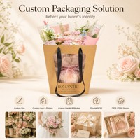 Sac cadeau en papier kraft naturel avec ruban, imperméable, forme trapézoïdale, impression personnalisée pour fleuristes, bougies, artisanat - Recyclable