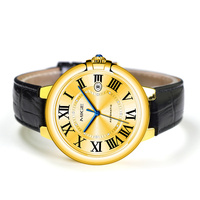 Reloj Mecánico Automático de Lujo Mige, Caja Dorada, Correa de Acero Inoxidable, Resistente al Agua, Esfera Romana con Fecha, 40 mm, Relojes para Hombre