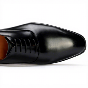 Chaussures Oxford en cuir noir pour hommes, à lacets, en cuir de veau pleine fleur italien, semelle en caoutchouc antidérapante, pour occasions formelles, affaires, mariage - Product Image 1