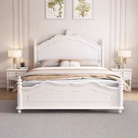 Lit classique en bois massif sculpté à la main de style français, lit de luxe pour villa, chambre à coucher, lit de mariage, lit classique gain de place