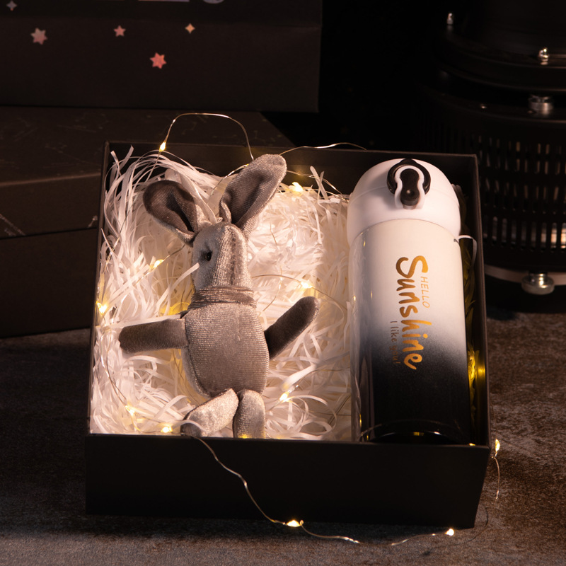 Thermos cup [gradient black + wishing rabbit]