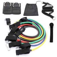 Juego de 11 Bandas Elásticas de Resistencia para Ejercicio Físico y Culturismo, 5 Niveles, con Cuerdas de Tracción de Látex y Asas para Entrenamiento
