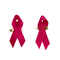 Ruban en satin 100 % polyester pour la sensibilisation au cancer du sein, avec épingle de sûreté, logo personnalisé, 196 couleurs disponibles, prix usine