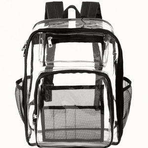 Mochila Unisex Impermeable de PVC Transparente con Patrón Geométrico, Forro de Poliéster, Logotipo Personalizado, Venta al Por Mayor, Gran Capacidad para Computadora - Product Image 1