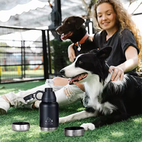 Bouteille d'eau portable pour chien en acier inoxydable à paroi simple, écologique, moderne, avec compartiment alimentaire sous vide et motif uni