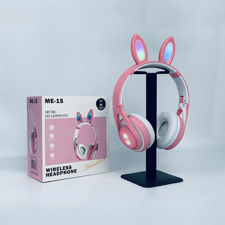 RGB Rabbit Ear Headsets Bluetooth Wireless LED Headphones For Children's  Gamer