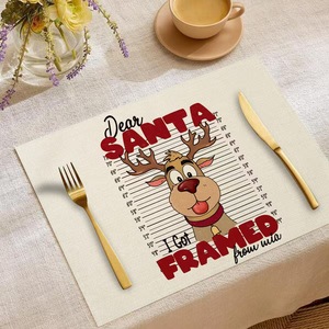 Decoraciones navideñas para mesa, <span class=keywords><strong>manteles</strong></span> <span class=keywords><strong>individuales</strong></span>, mantel rojo, verde, a cuadros, <span class=keywords><strong>manteles</strong></span> para mesa de comedor, Navidad - Product Image 4