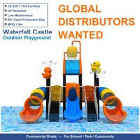 SageDelightRides Structure de jeu aquatique personnalisée ODM avec toboggan à eau et seau basculant pour enfants, en LLDPE et tubes en acier, pour centres aquatiques, vente en gros