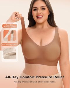Soutiens-gorge sans fil personnalisables en gelée pour femmes, à bonnets pleins, push-up, sans coutures, respirants, couvrance totale, sans armatures, grandes tailles, type T-shirt - Product Image 6