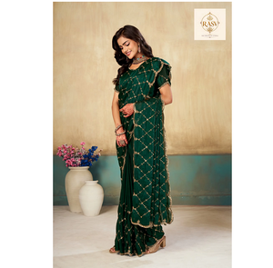 Fancy <b>Satin</b> <b>Saree</b> With Decorative Bead Embellishment Elegant Designer Drape For Wedding Reception Festival Celebrations - Product Image 2
