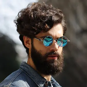 2024 New Vintage Fashion Round Metal Sunglasses Frames Outdoor UV400 Frame Womens Polarized Sun Glasses For Men Women