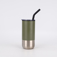 Venta al por mayor nuevo termo de vacío de acero inoxidable taza de plástico interior exterior tubo de succión de acero Oficina portátil creativo regalo de negocios