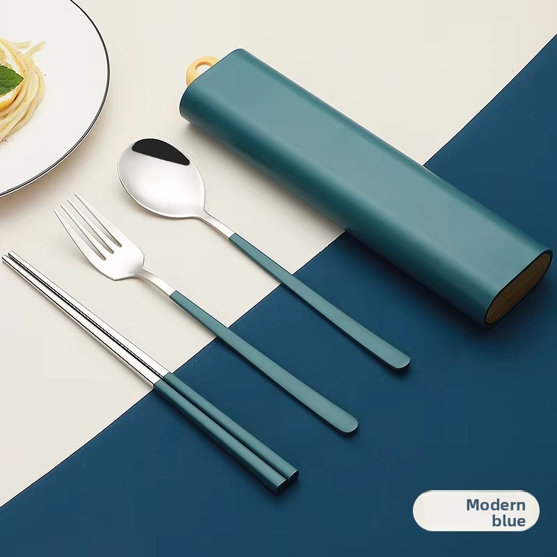 Ensemble de vaisselle bleu foncé 3 pièces [Boîte ovale bleue]