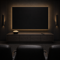 Konsol TV Midnight Nordic Veneer Kayu Oak Asap Kaki Miring Hitam Matte Pegangan Samping Tersembunyi OEM Grosir