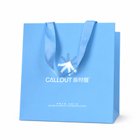 Sac fourre-tout à ruban intégré bleu, sac de shopping haut de gamme, sac d'emballage cadeau pour produits de soin de la peau et compagnon de voyage professionnel
