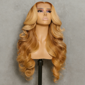 Parrucca Frontale in Pizzo HD Trasparente Biondo Dorato Ondulata, Pre-Pluckata, <span class=keywords><strong>con</strong></span> Attaccatura Naturale, Senza Colla, 13x4 - La Più Venduta - Product Image 3