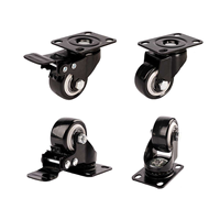 Roulettes de meubles légères de 1,5 po, roues en PVC avec frein, roulettes pivotantes silencieuses avec plaque de verrouillage pour chariot et armoire