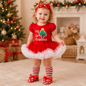 Conjunto de Vestido Tutú de Manga Corta para Bebé, Mi Primera Navidad, Traje Navideño para Niñas, Venta al Por Mayor - Product Image 2