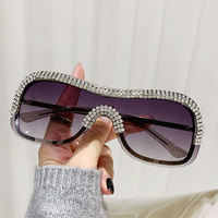 Punk Style lunettes de soleil grand strass nuances noir rose gris luxe surdimensionné Y2K lunettes de soleil femmes métal sans monture Vintage argent