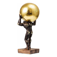 Statue de boule dorée antique en résine Weivista Atlas tenant le monde, décoration de salon